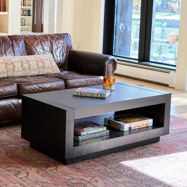 Alt view image 4 of 7 - Maven Lane Artemis Coffee Table with Storage, Black Solid Wood, 18"