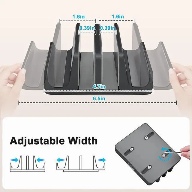 Alt view image 2 of 7 - JARLINK 4-in-1 Adjustable Vertical Laptop Stand, Aluminum Holder, Black