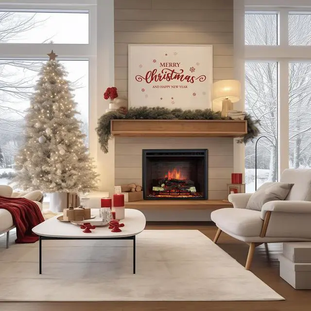 Alt view image 7 of 7 - PuraFlame Western Electric Fireplace Insert with Fire Crackling Sound, Remote Control, 750/1500W, Black, 33 1/16 Inches Wide, 25 9/16 Inches High