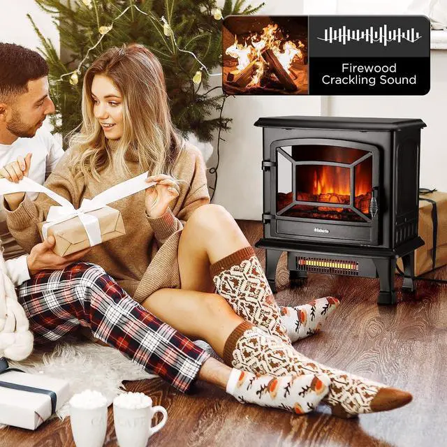 Alt view image 2 of 7 - TURBRO Suburbs 20 in. Electric Fireplace Infrared Heater with Crackling Sound