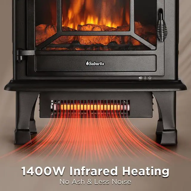 Alt view image 3 of 7 - TURBRO Suburbs 20 in. Electric Fireplace Infrared Heater with Crackling Sound