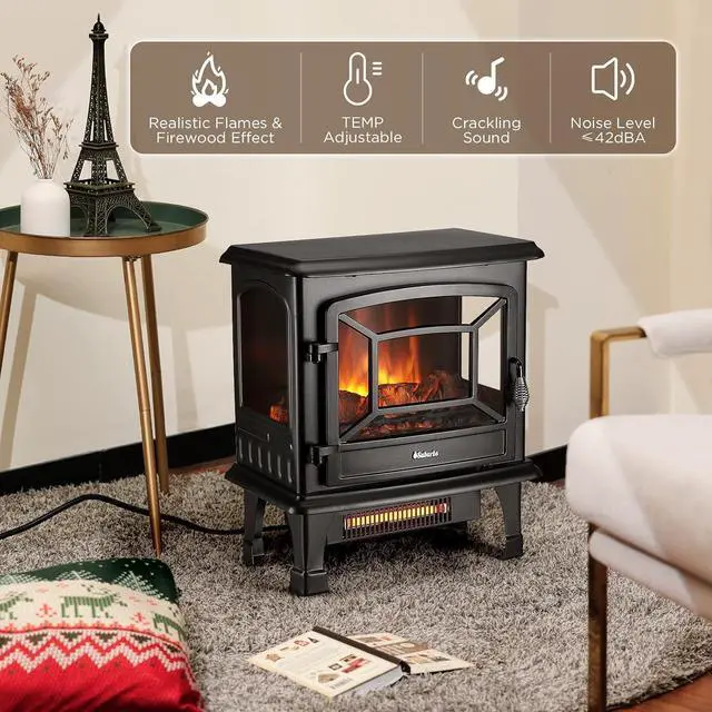 Alt view image 4 of 7 - TURBRO Suburbs 20 in. Electric Fireplace Infrared Heater with Crackling Sound