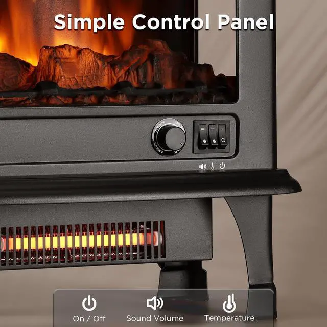 Alt view image 5 of 7 - TURBRO Suburbs 20 in. Electric Fireplace Infrared Heater with Crackling Sound