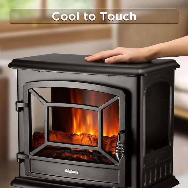 Alt view image 6 of 7 - TURBRO Suburbs 20 in. Electric Fireplace Infrared Heater with Crackling Sound