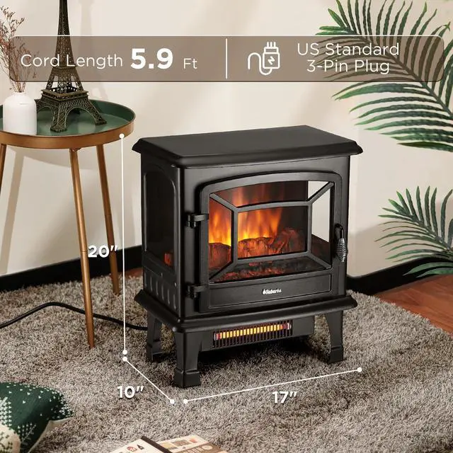 Alt view image 7 of 7 - TURBRO Suburbs 20 in. Electric Fireplace Infrared Heater with Crackling Sound