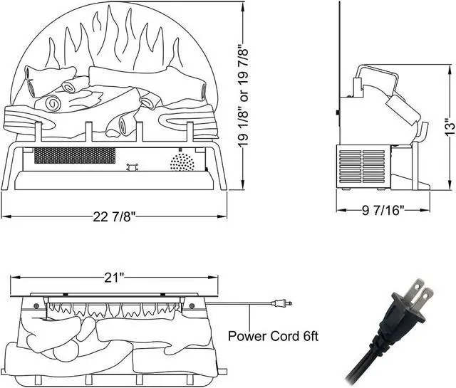 Alt view image 5 of 7 - LegendFlame 23" W Free Standing Electric Fireplace Log Set (EF290), Fireplace Insert, Heater 750W/1500W, Crackling Sound, Remote Control