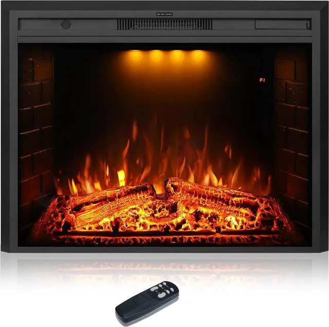 Main image of 36 inch Electric Fireplace, Wall Fireplace Electric with Remote Control, Realistic Log and Crackling Sound, Overheating Protection and Timer, 750/1500W Black