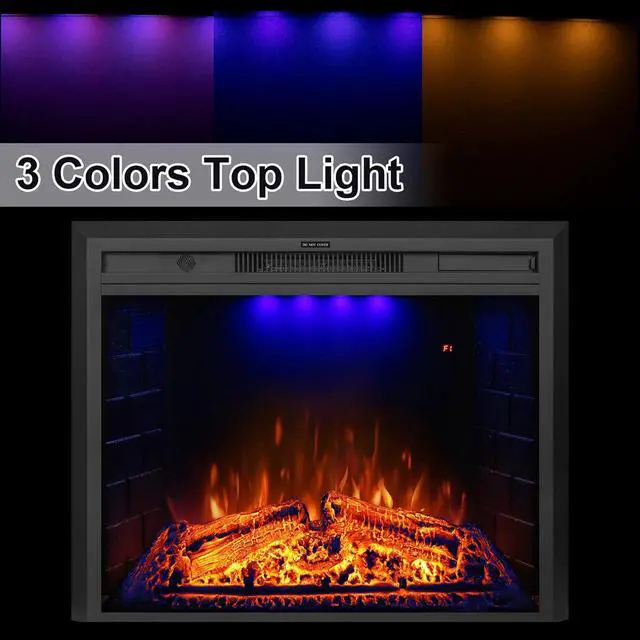 Alt view image 7 of 7 - 36 inch Electric Fireplace, Wall Fireplace Electric with Remote Control, Realistic Log and Crackling Sound, Overheating Protection and Timer, 750/1500W Black