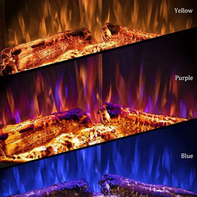 Alt view image 6 of 7 - 33 Electric Fireplace Inserts with Glass Door and Mesh Screen, Multicolor Flames & Fire Crackling Sounds, Timer, Overheating Protection Fireplace Heater, 750/1500W