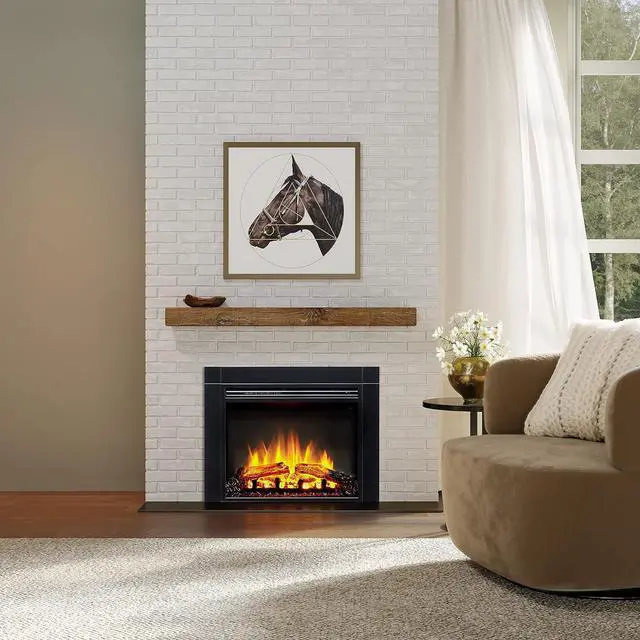 Alt view image 2 of 7 - LegendFlame Jaden 28" W x 22" H (EF321) Electric Fireplace Insert with Front Trim Kit, Fire Crackling Sound, 750W/1500W Heater, Remote Control