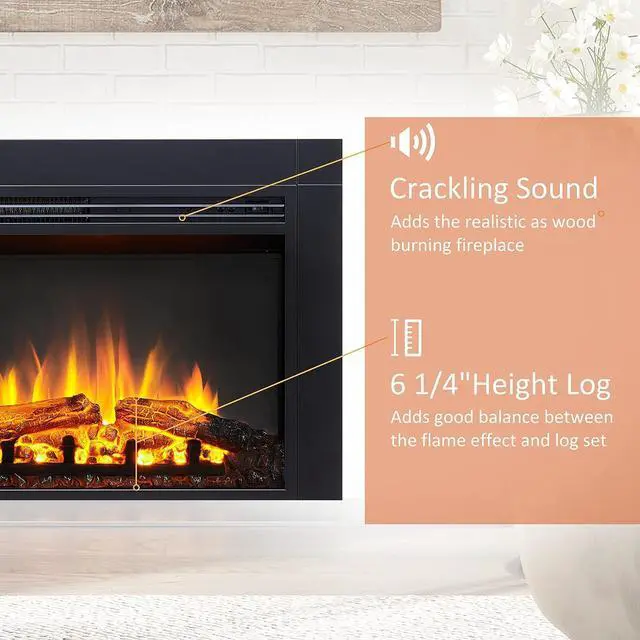 Alt view image 4 of 7 - LegendFlame Jaden 28" W x 22" H (EF321) Electric Fireplace Insert with Front Trim Kit, Fire Crackling Sound, 750W/1500W Heater, Remote Control