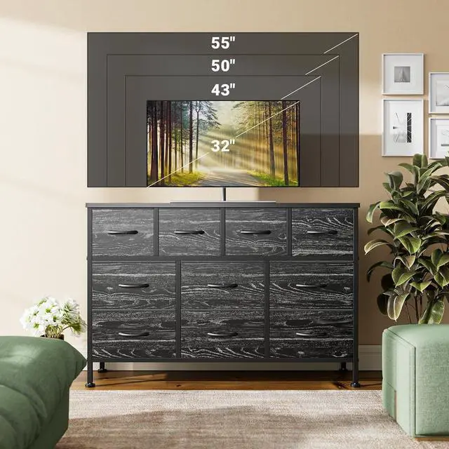 Alt view image 2 of 6 - Dresser for Bedroom 10 drawer TV Stand Black fabric dresser for 55'' TV
