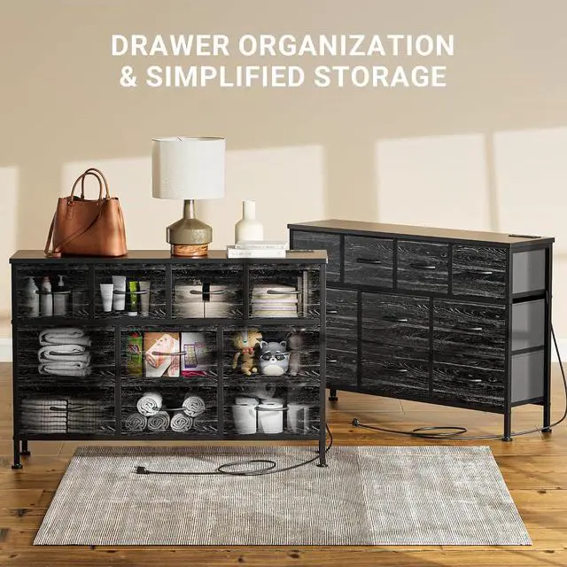 Alt view image 5 of 6 - Dresser for Bedroom 10 drawer TV Stand Black fabric dresser for 55'' TV