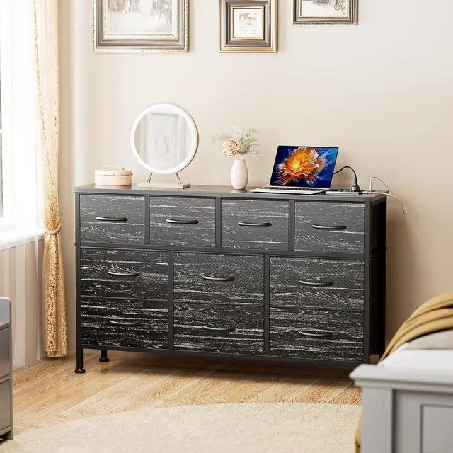 Alt view image 6 of 6 - Dresser for Bedroom 10 drawer TV Stand Black fabric dresser for 55'' TV