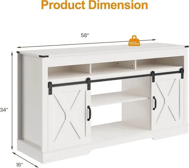 Alt view image 2 of 7 - FansaFurn Farmhouse TV Stand for 65+ Inch TV