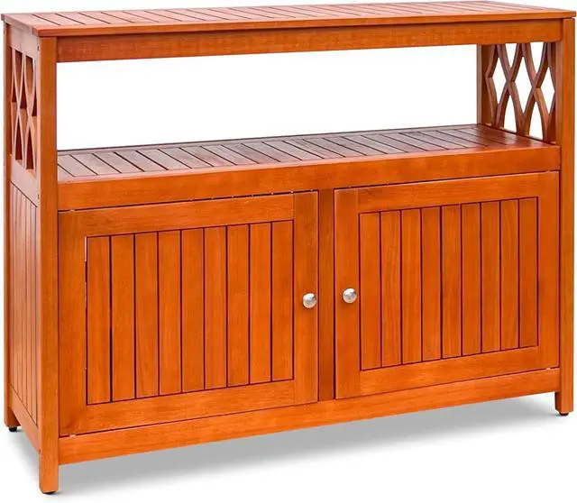 Main image of DTY Outdoor Living Longs Peak Eucalyptus Wood Sideboard Table, Outdoor Buffet Cabinet with Storage, Natural Oil Weather-Resistant Finish