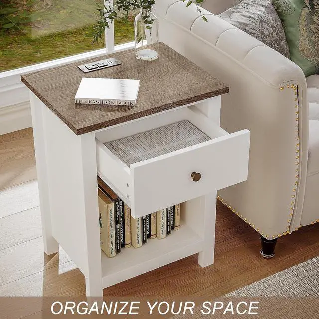Alt view image 4 of 7 - ChooChoo Farmhouse Nightstand with Charging Station