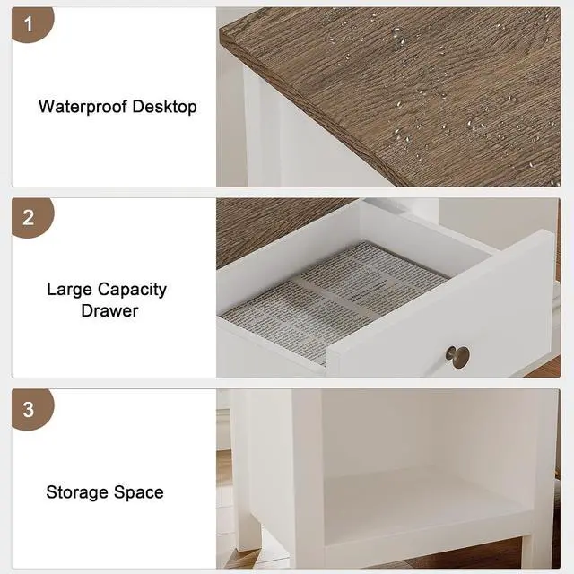 Alt view image 5 of 7 - ChooChoo Farmhouse Nightstand with Charging Station
