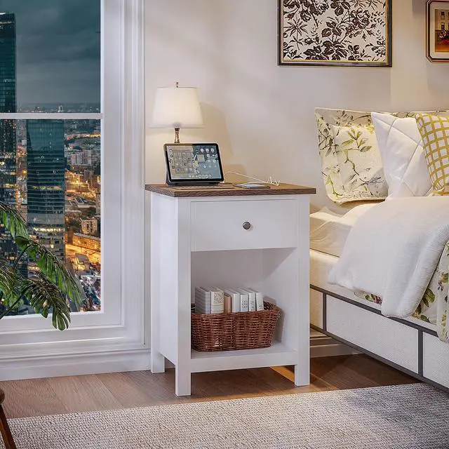 Alt view image 6 of 7 - ChooChoo Farmhouse Nightstand with Charging Station
