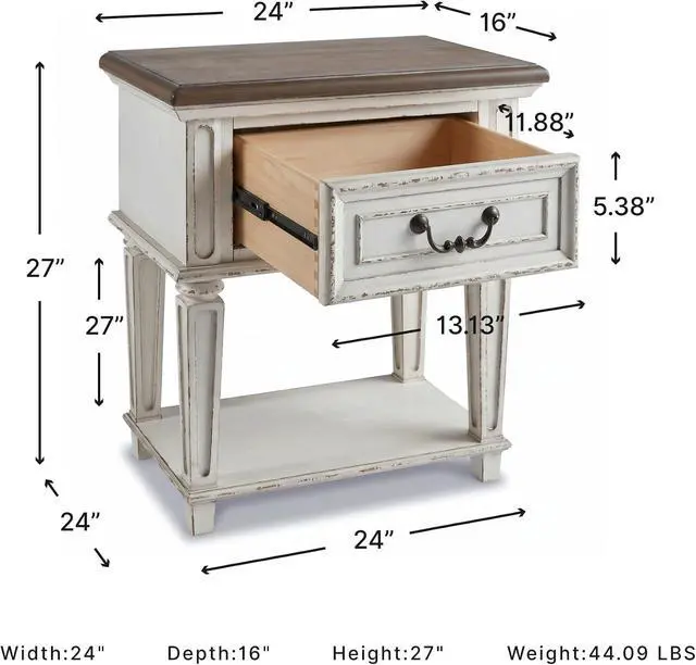 Alt view image 3 of 7 - Signature Design by Ashley Realyn 24-in French Country 1-Drawer Nightstand