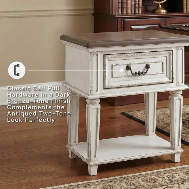 Alt view image 5 of 7 - Signature Design by Ashley Realyn 24-in French Country 1-Drawer Nightstand