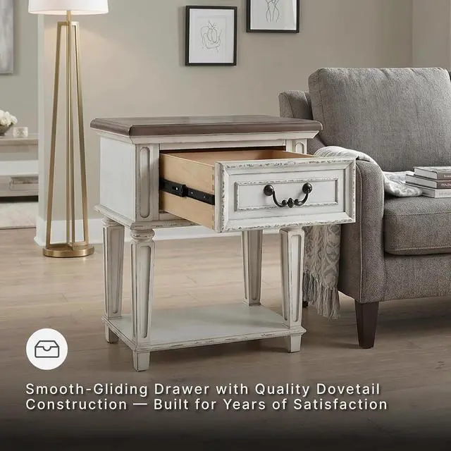 Alt view image 6 of 7 - Signature Design by Ashley Realyn 24-in French Country 1-Drawer Nightstand