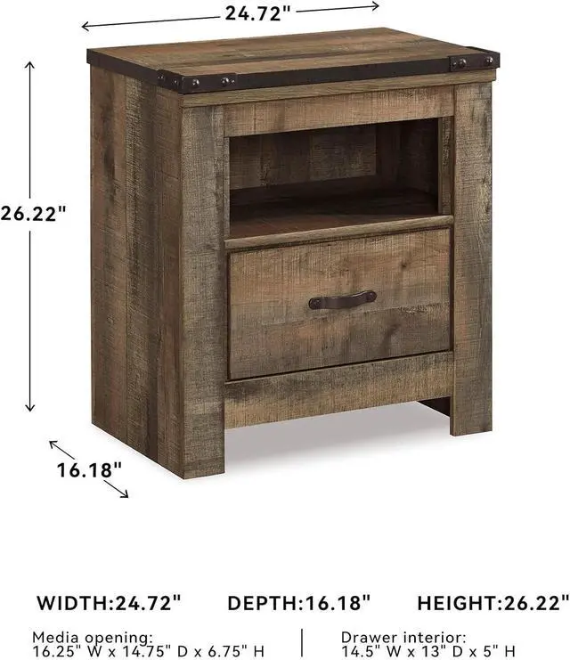 Alt view image 3 of 7 - Signature Design by Ashley Trinell Nightstand with Charging Station
