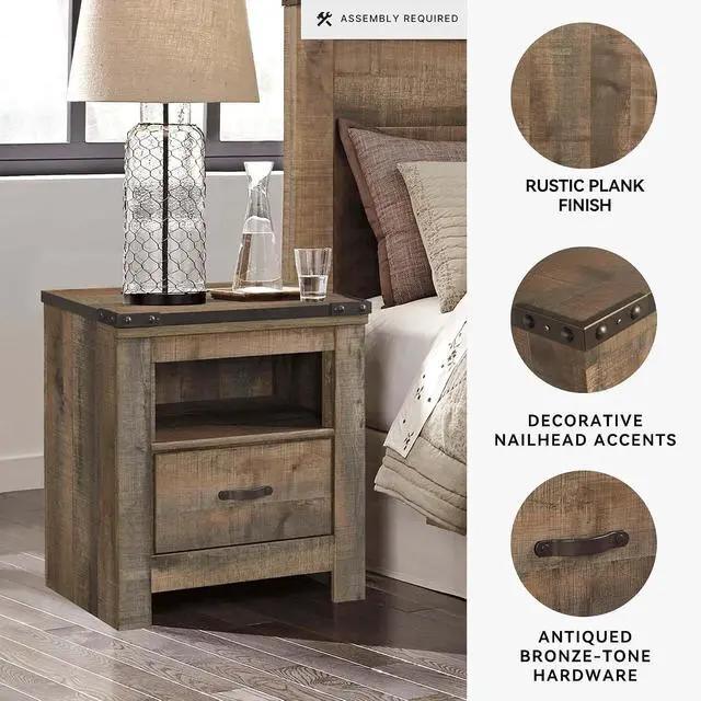 Alt view image 4 of 7 - Signature Design by Ashley Trinell Nightstand with Charging Station