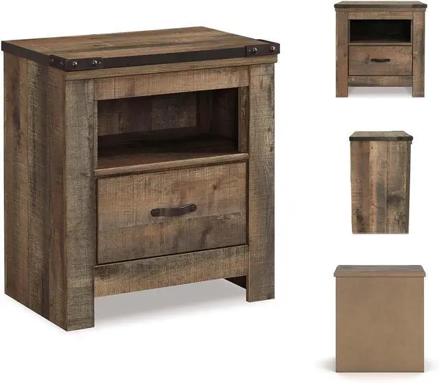 Alt view image 6 of 7 - Signature Design by Ashley Trinell Nightstand with Charging Station