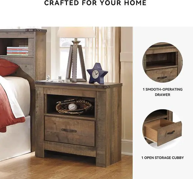 Alt view image 5 of 7 - Signature Design by Ashley Trinell Nightstand with Charging Station