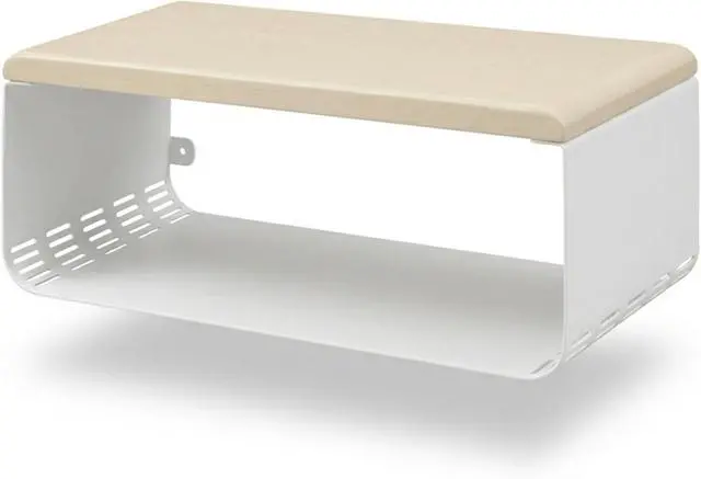 Main image of Floating Nightstand with Spruce Top | Modern Bedroom Decor | Minimalist Wall-Mounted Bedside Nightstand| Wall Mounted Shelf | Cloudy Oasis: Serene White