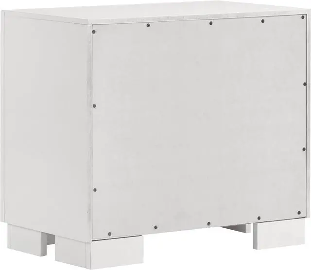 Alt view image 6 of 7 - Coaster Home Furnishings - Jessica - Wood - 2-Drawer Nightstand with Silver Bar Handles, Flat Drawer Fronts, Boxy Frame and Hidden Storage - Bedroom - Snow White - 202992