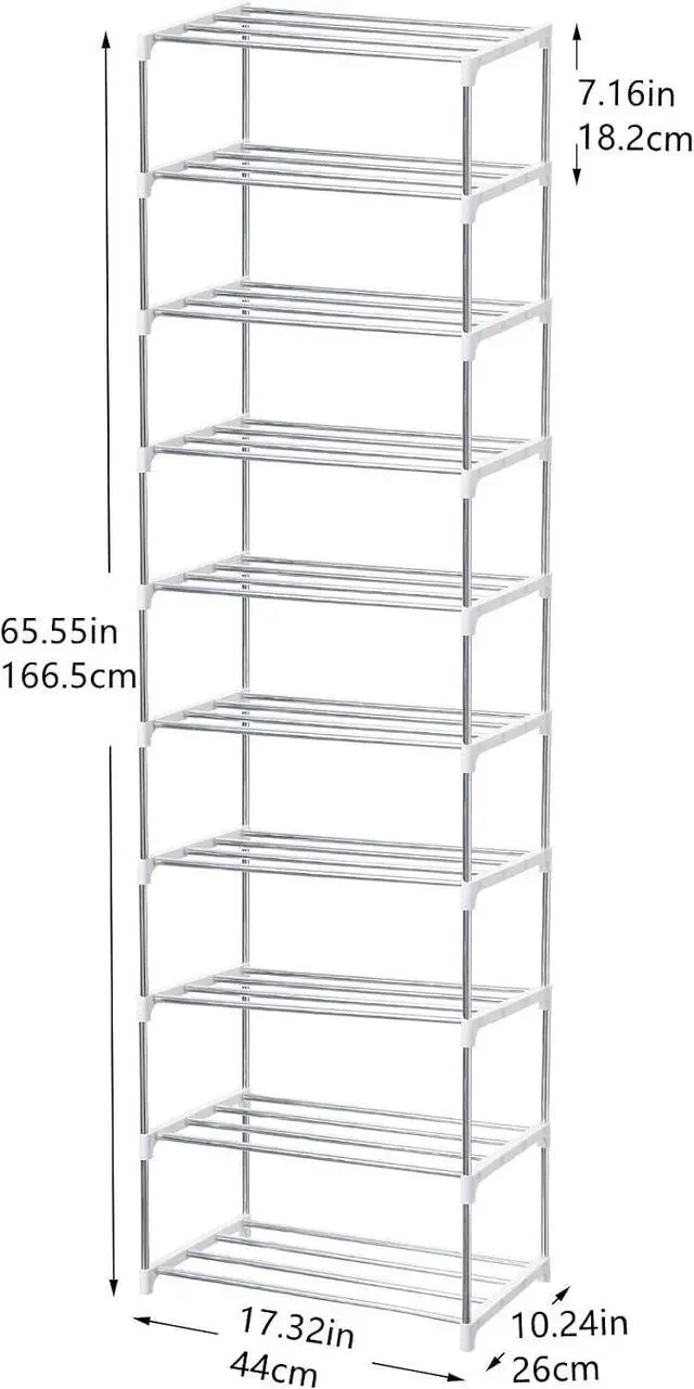Alt view image 3 of 7 - Stackable Small Shoe Rack, Entryway, Hallway and Closet (10-Tier, White)