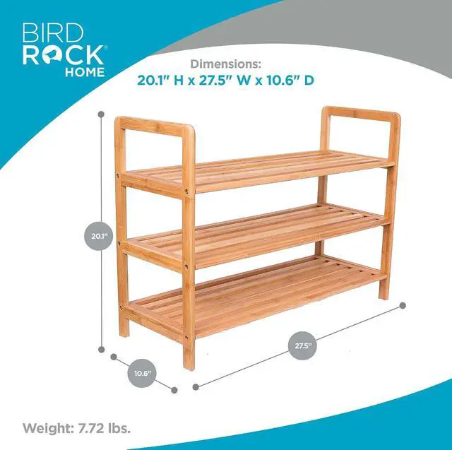 Alt view image 2 of 7 - BIRDROCK HOME Bamboo Shoe Rack Organizer for Entryway, Closet, or Front Door - Stackable Wooden Storage Shelf for Small Spaces, Indoor or Outdoor, Decorative Brown Madera - Elegant, Simple - 3 Tier