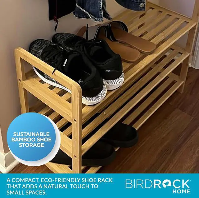 Alt view image 3 of 7 - BIRDROCK HOME Bamboo Shoe Rack Organizer for Entryway, Closet, or Front Door - Stackable Wooden Storage Shelf for Small Spaces, Indoor or Outdoor, Decorative Brown Madera - Elegant, Simple - 3 Tier