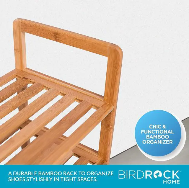 Alt view image 5 of 7 - BIRDROCK HOME Bamboo Shoe Rack Organizer for Entryway, Closet, or Front Door - Stackable Wooden Storage Shelf for Small Spaces, Indoor or Outdoor, Decorative Brown Madera - Elegant, Simple - 3 Tier