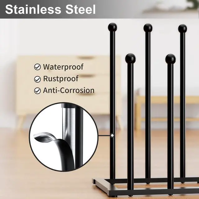 Alt view image 2 of 7 - pickpiff Free Standing Shoe Racks - Black Metal Boot Rack for Dorm Room, Closet, Entryway, Bedroom, Patio Outdoor, Hallway, Black, Shoe Storage Fit for 6 Pairs