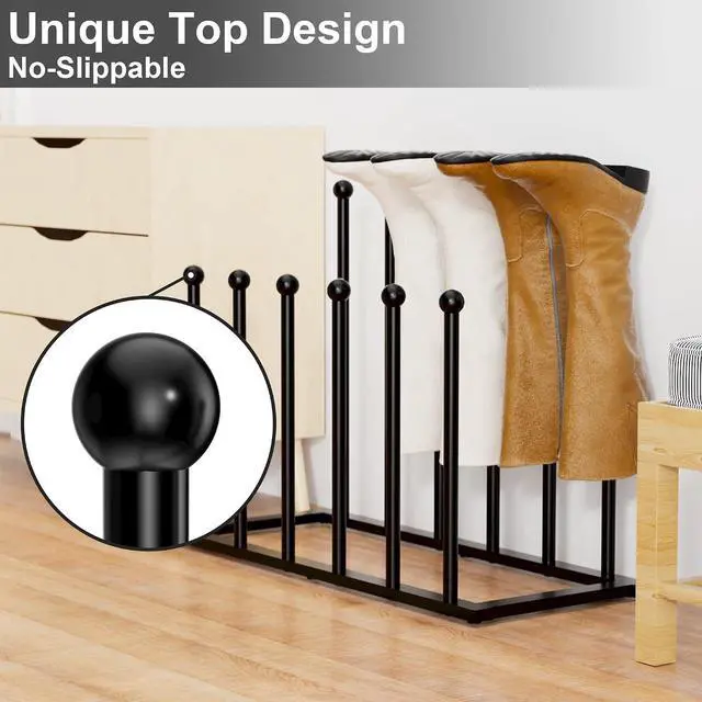 Alt view image 3 of 7 - pickpiff Free Standing Shoe Racks - Black Metal Boot Rack for Dorm Room, Closet, Entryway, Bedroom, Patio Outdoor, Hallway, Black, Shoe Storage Fit for 6 Pairs