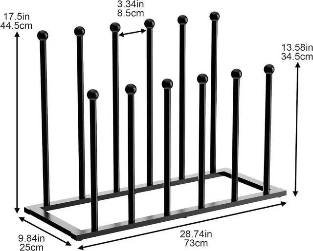 Alt view image 5 of 7 - pickpiff Free Standing Shoe Racks - Black Metal Boot Rack for Dorm Room, Closet, Entryway, Bedroom, Patio Outdoor, Hallway, Black, Shoe Storage Fit for 6 Pairs