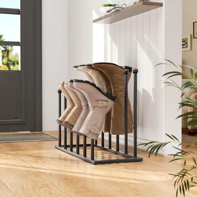 Alt view image 6 of 7 - pickpiff Free Standing Shoe Racks - Black Metal Boot Rack for Dorm Room, Closet, Entryway, Bedroom, Patio Outdoor, Hallway, Black, Shoe Storage Fit for 6 Pairs
