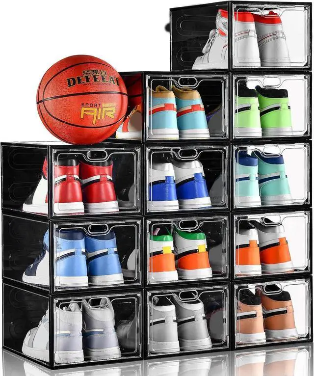 Main image of INSTY 12 Pack Large Shoe Storage Box, Clear Shoe Storage Organizer with Magnetic Door, Stackable,Shoe Containers For Display Sneakers, Easy Assembly, Fit up to US Size 12, Transparent