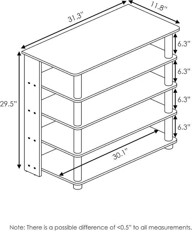 Alt view image 3 of 6 - Furinno Turn-N-Tube 5 Tier Wide Shoe Rack, French Oak Grey/Black , 32 Inch