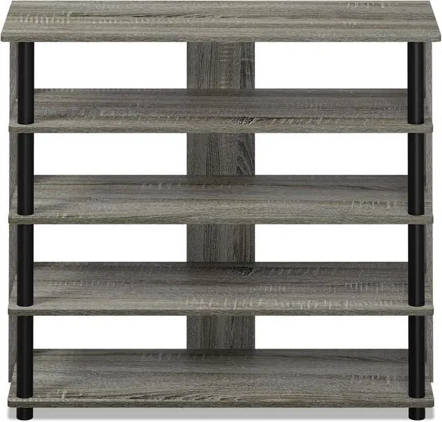 Alt view image 6 of 6 - Furinno Turn-N-Tube 5 Tier Wide Shoe Rack, French Oak Grey/Black , 32 Inch