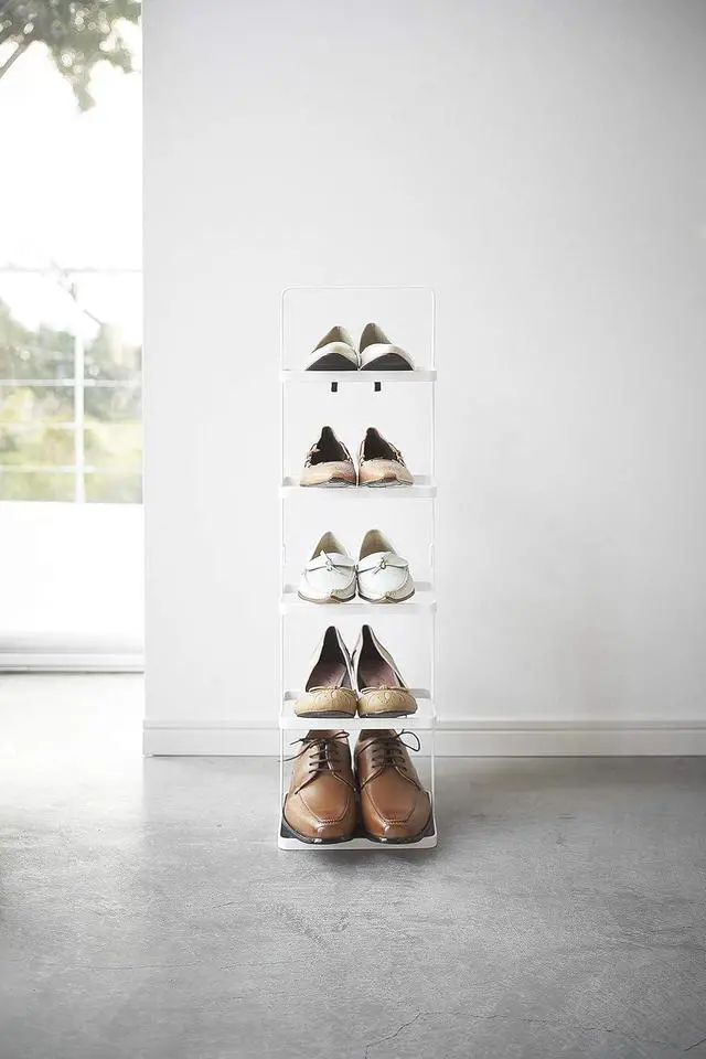 Alt view image 2 of 7 - YAMAZAKI Home Tower Compact Modern Metal Shoe Rack - Tall, 31" - Steel - Holds 5 Shoes