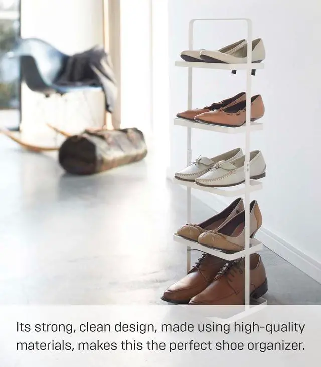 Alt view image 4 of 7 - YAMAZAKI Home Tower Compact Modern Metal Shoe Rack - Tall, 31" - Steel - Holds 5 Shoes