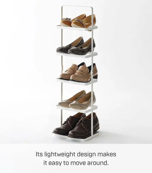 Alt view image 3 of 7 - YAMAZAKI Home Tower Compact Modern Metal Shoe Rack - Tall, 31" - Steel - Holds 5 Shoes