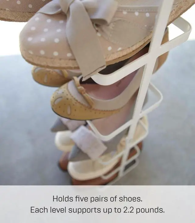 Alt view image 6 of 7 - YAMAZAKI Home Tower Compact Modern Metal Shoe Rack - Tall, 31" - Steel - Holds 5 Shoes