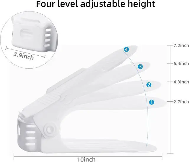 Alt view image 4 of 6 - 12 Pack Adjustable 50% Space-saving Shoe Slots Organizer, White