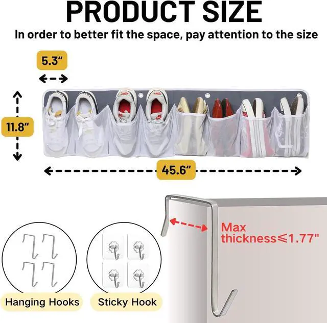 Alt view image 5 of 7 - RV Shoe Storage for Bedside - 16 Extra Large Pocket Entryway Shoes Rack