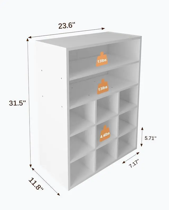 Alt view image 3 of 7 - HAIOOU Shoe Cubby, 9-Cube Stackable Wood Shoe Rack Organizer 24 Inch, White